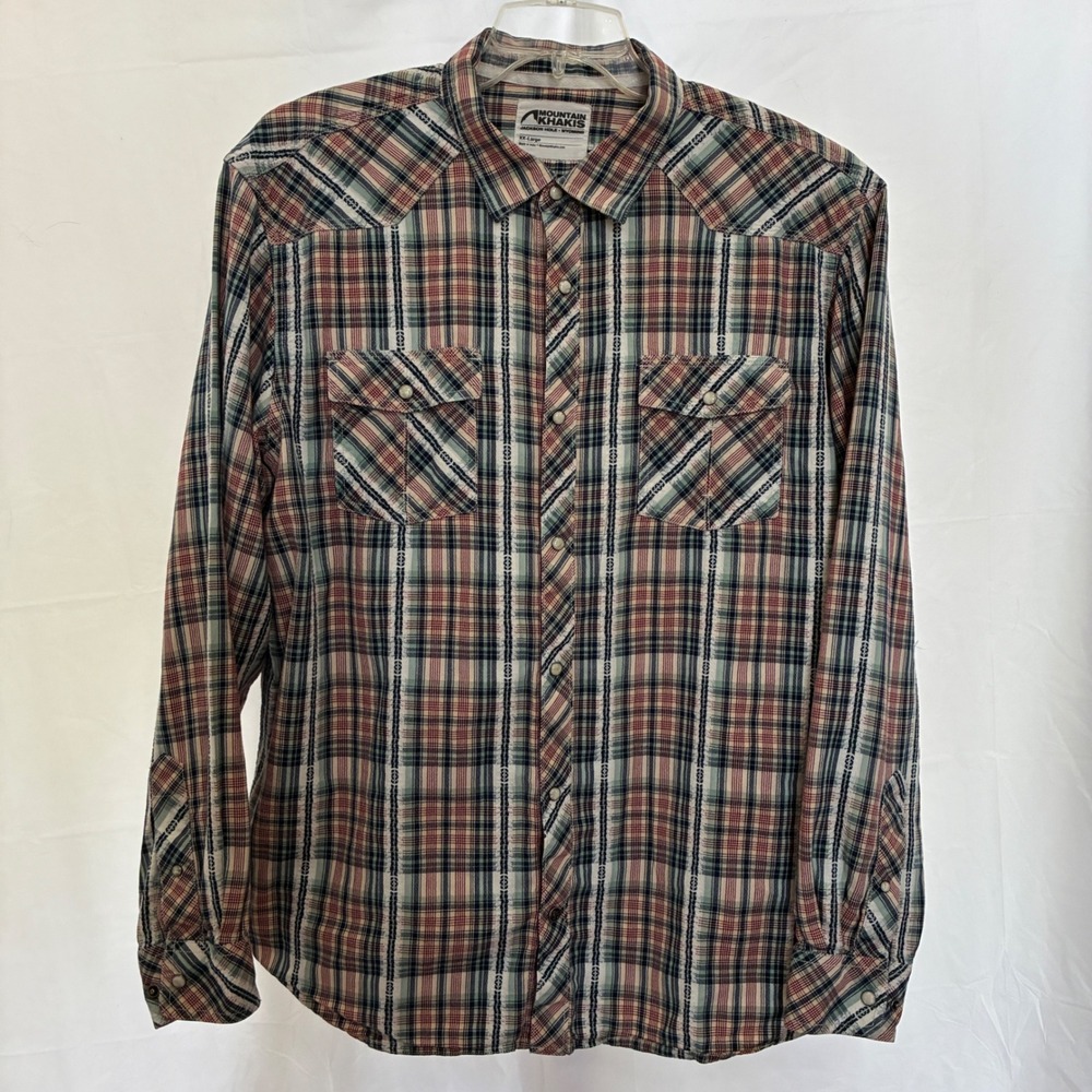 Mountain Khakis Pearl Snap Rodeo Long Sleeve Shirt Mens XXL Plaid Western Cowboy